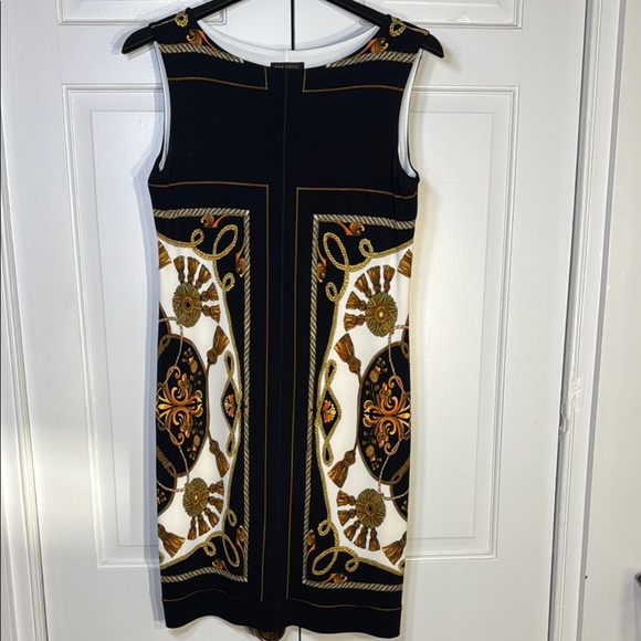 NWOT Elegant Black and Gold Flattering Sheath Sleeveless Dress - Picture 3 of 7